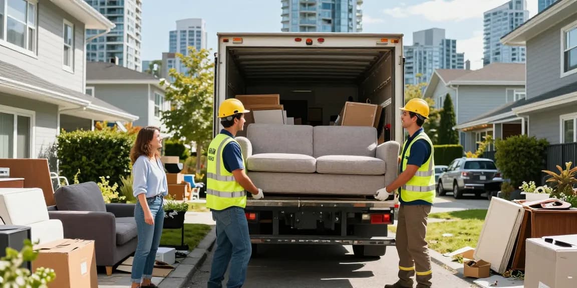 Junk Removal Company Vancouver professionals efficiently removing clutter from a residential area.