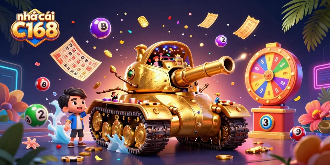 Experience the captivating journey of nhà cái C168 with vivid casino elements and festive energy.