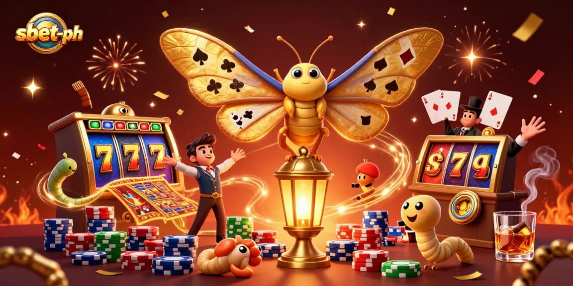 Engage with thrilling gameplay on sbet-ph, featuring an extravagant casino scene with vibrant slot reels and golden elements.