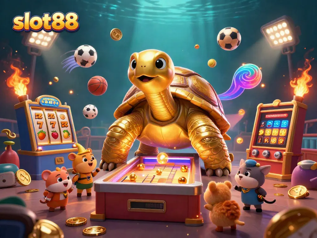 Experience thrilling game action at slot88 featuring dynamic casino elements and cheerful characters.