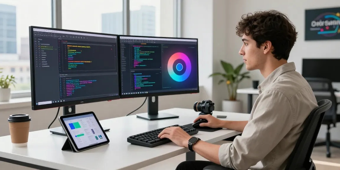 Developer using crush ai chatbot in a modern tech workspace, showcasing innovation and collaboration.