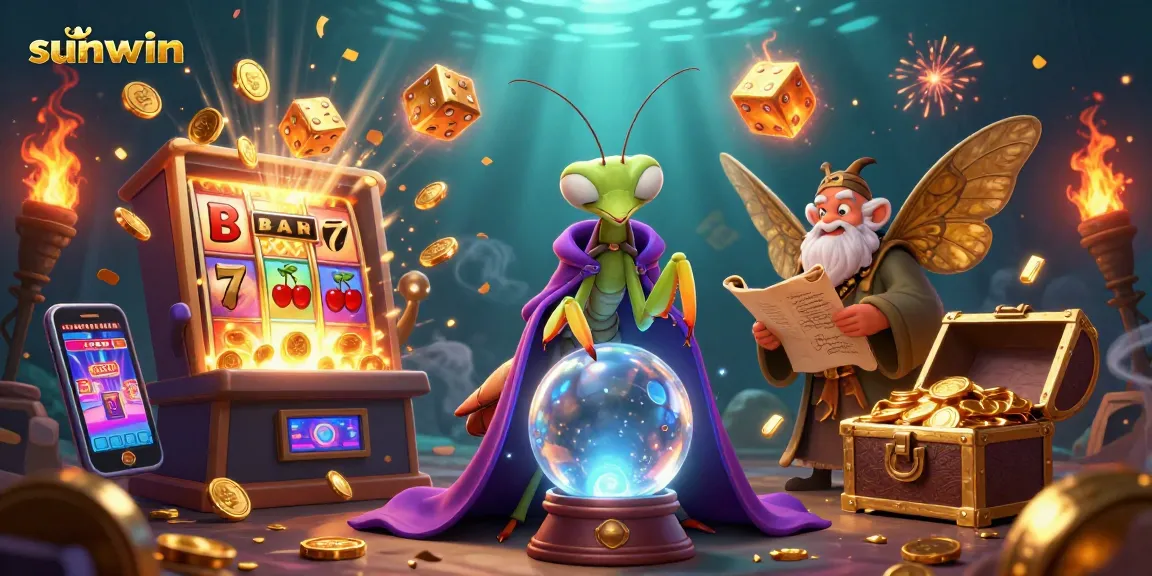 Experience the excitement of sunwin with a vibrant 3D casino scene bursting with colors and game elements.