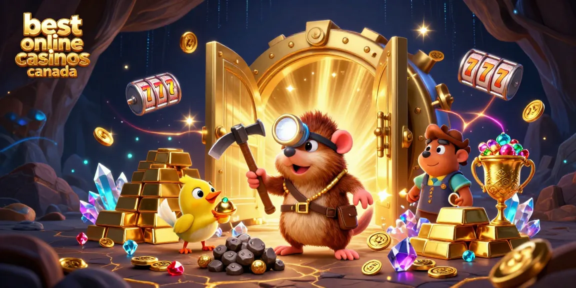 Experience thrilling wins at the best online casinos Canada with vibrant slot reels and gold treasures.
