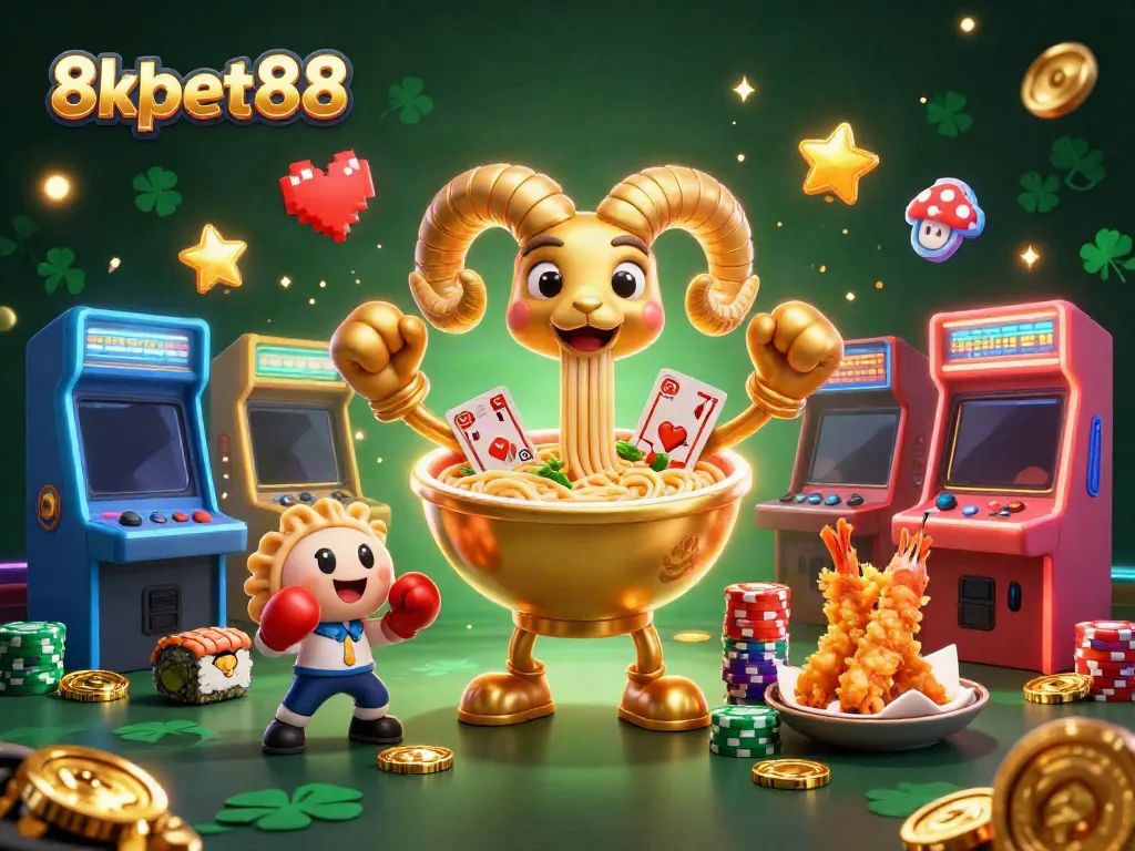 Experience exciting gameplay with 8xbet88's vibrant casino-themed illustration featuring colorful characters and game elements.