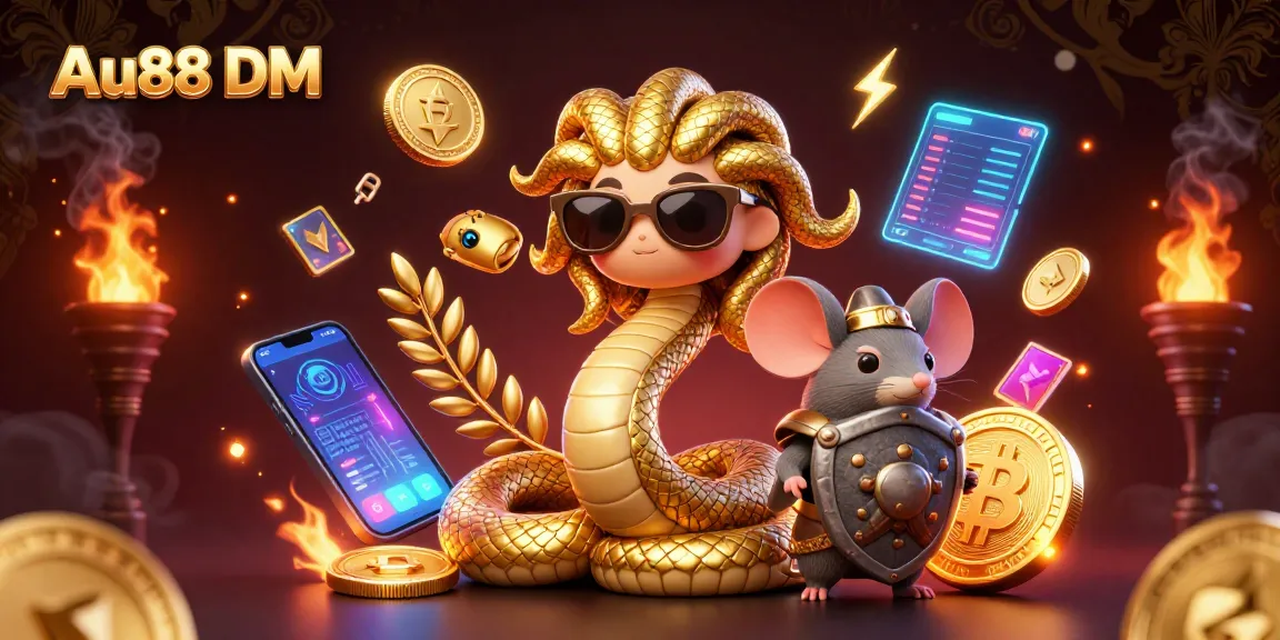 Join the excitement at Au88 DM with vibrant gaming elements and characters in a 3D casino scene.