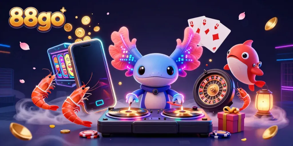 Engage players with 88go's vibrant casino scene featuring colorful slot games and lively underwater characters.