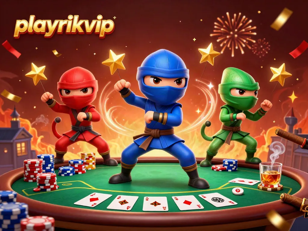 Get engaged in fierce action at playrikvip with ninja chameleon performers around poker elements.