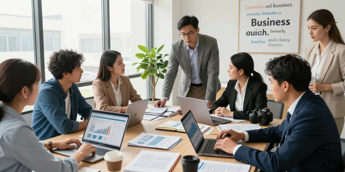 Team discussing small business accounting strategies in a modern office.