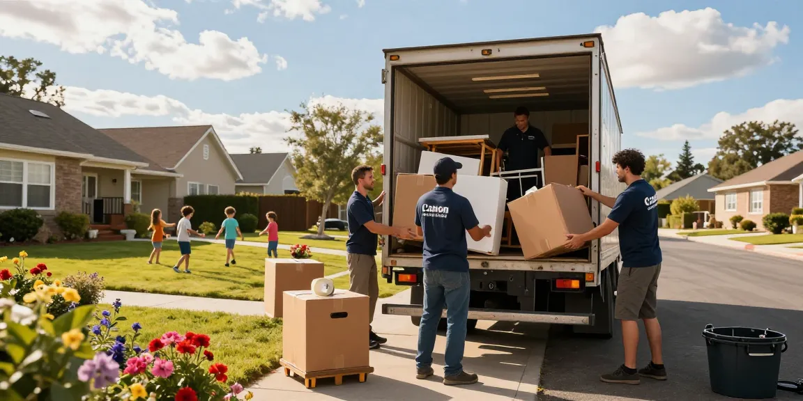Efficient target Junk Removal Vancouver team loading furniture and boxes into a truck.