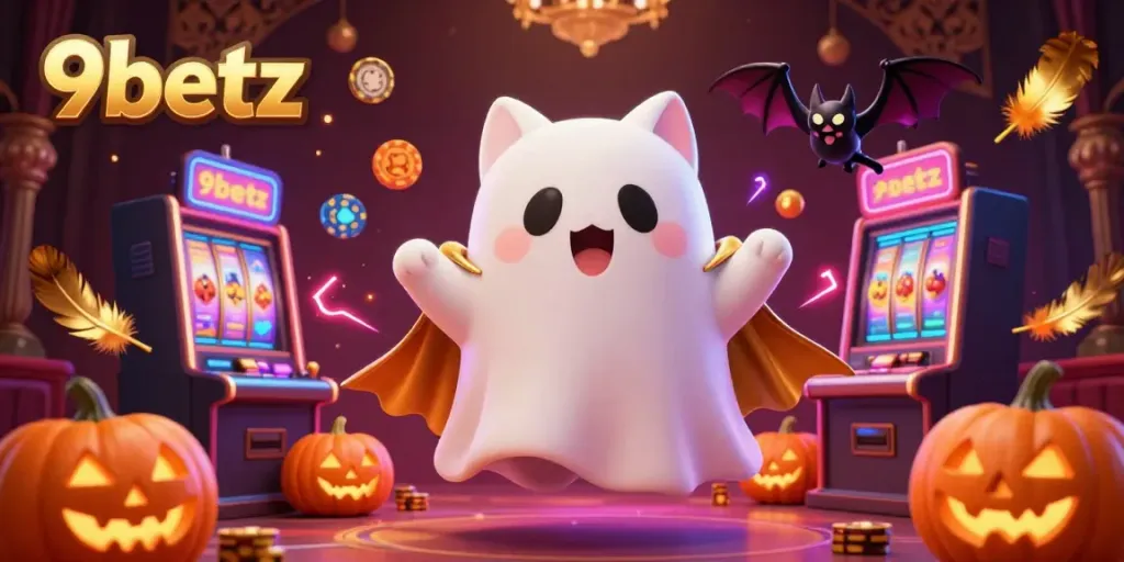 Experience thrilling gameplay with 9betz as a friendly ghost cat and bat companion enhance the casino atmosphere.