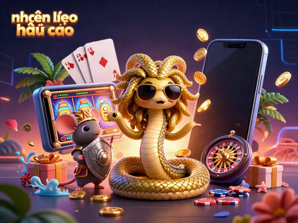 Engage with nhận định kèo nhà cái in a vibrant casino scene featuring Medusa and a warrior mouse.