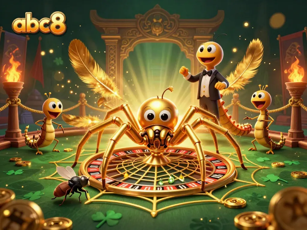 abc8: Experience an exhilarating casino scene with vibrant characters and dynamic gaming elements.